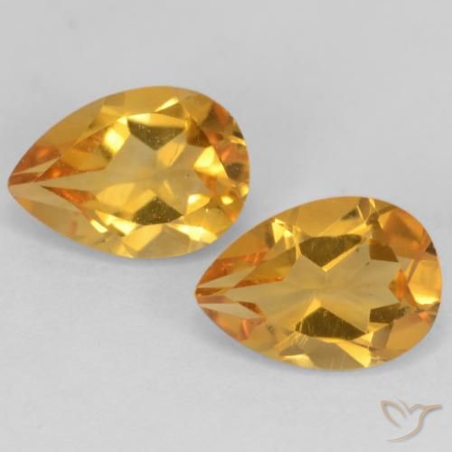 1.39ctw Natural Laranja Dourado Profundo Citrino, Formato de pêra, VVS-VS