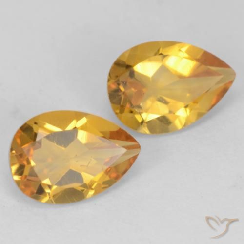 Pedras preciosas de Citrino Laranja Dourado Profundo natural de 1.39 ct, Formato de pêra, VVS-VS