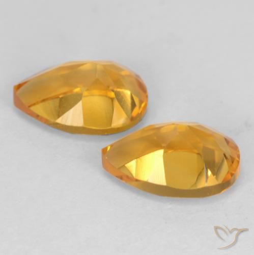 Pedras preciosas de Citrino Laranja Dourado Profundo natural de 1.39 ct, Formato de pêra, VVS-VS