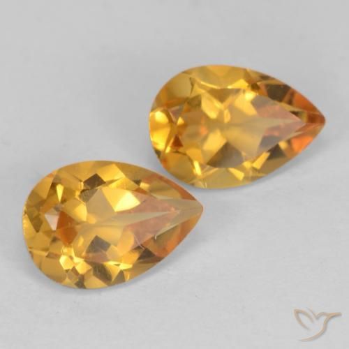 Pedras preciosas de Citrino Laranja escuro-dourado natural de 1.28 ct, Formato de pêra, VVS-VS
