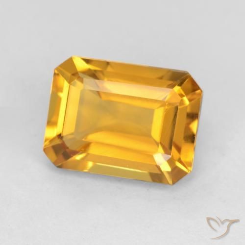 1.44ct Natural Laranja Dourado Profundo Citrino, Corte Esmeralda, VVS-VS