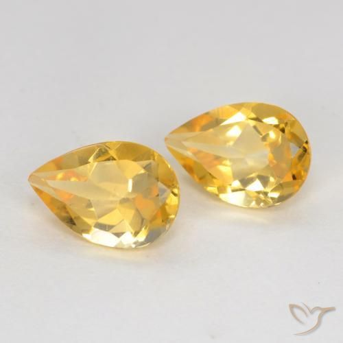 Pedras preciosas de Citrino ouro médio natural de 1.18 ct, Formato de pêra, VVS-VS