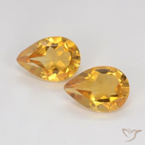 1.18ctw Natural Laranja Dourado Profundo Citrino, Formato de pêra, VVS-VS