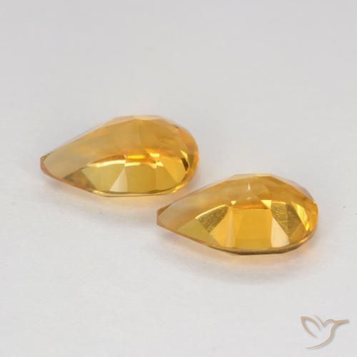 Pedras preciosas de Citrino Laranja Dourado Profundo natural de 1.18 ct, Formato de pêra, VVS-VS