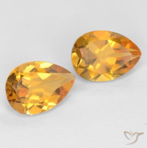 Pedras preciosas de Citrino Laranja escuro-dourado natural de 1.42 ct, Formato de pêra, VVS-VS