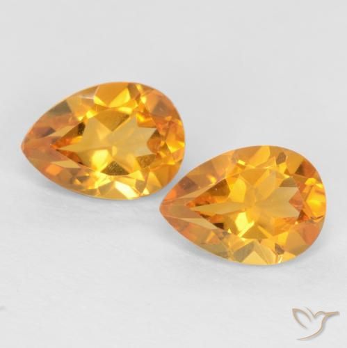 1.39ctw Natural Laranja Profundo-Ouro Citrino, Formato de pêra, VVS-VS