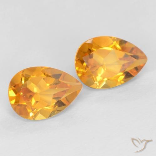 Pedras preciosas de Citrino Laranja Profundo-Ouro natural de 1.39 ct, Formato de pêra, VVS-VS