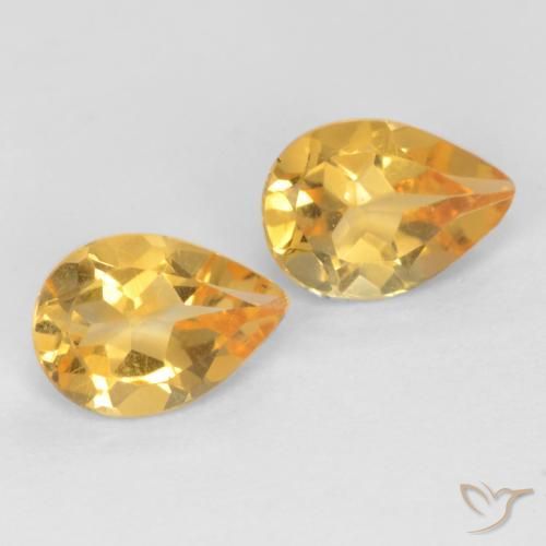 Pedras preciosas de Citrino Dourado Médio-escuro natural de 1.18 ct, Formato de pêra, VVS-VS