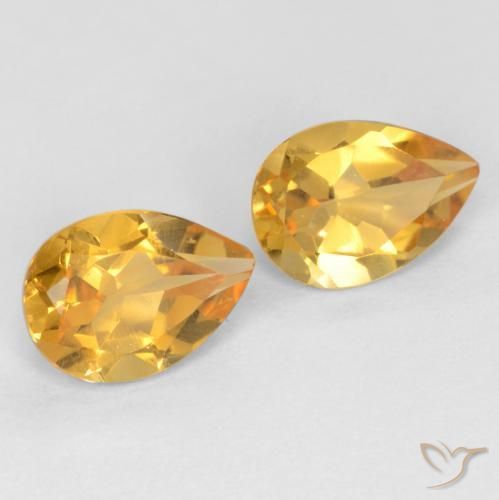 Pedras preciosas de Citrino Dourado Médio-escuro natural de 1.29 ct, Formato de pêra, VVS-VS