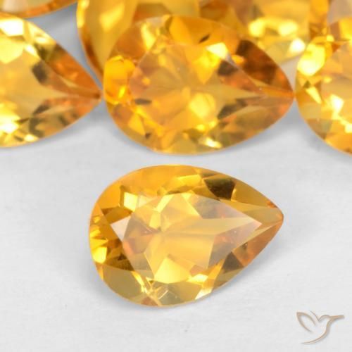 Citrino Laranja-Ouro Natural 0.65ct, Formato de pêra, VS