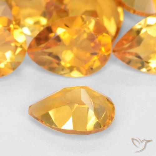 Citrino Laranja-Ouro Natural 0.65ct, Formato de pêra, VS