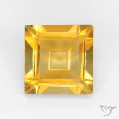 1.44ct Natural Laranja Dourada Citrino, Quadrado, VS