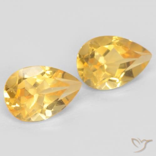 Pedras preciosas de Citrino ouro médio natural de 1.38 ct, Formato de pêra, VVS-VS