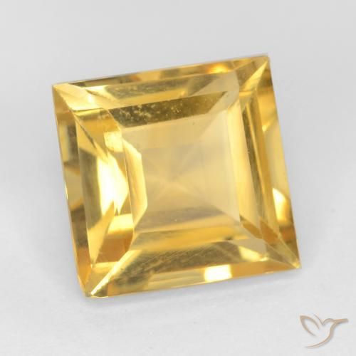 Citrino Laranja Dourada Natural 3.06ct, Quadrado, VS