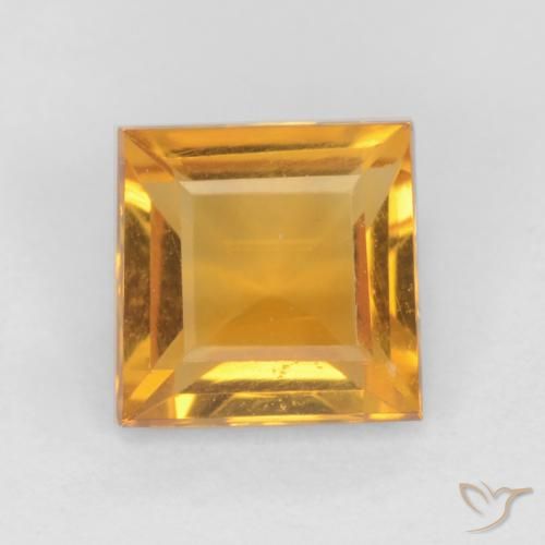0.79ct Natural Laranja escuro-dourado Citrino, Quadrado, VS