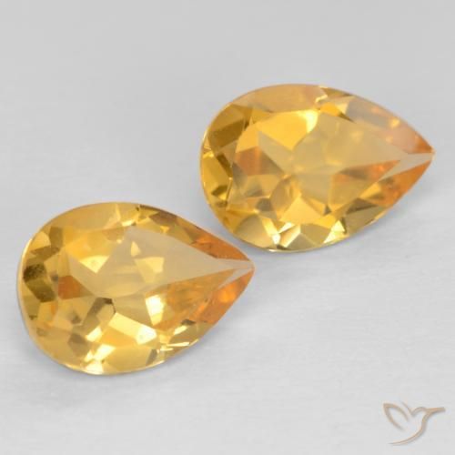 Pedras preciosas de Citrino Dourado Médio-escuro natural de 1.19 ct, Formato de pêra, VVS-VS