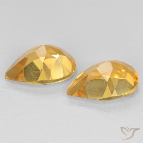 Pedras preciosas de Citrino Dourado Médio-escuro natural de 1.19 ct, Formato de pêra, VVS-VS