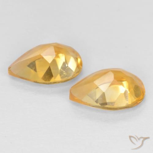 Pedras preciosas de Citrino Laranja Dourado Profundo natural de 1.18 ct, Formato de pêra, VVS-VS