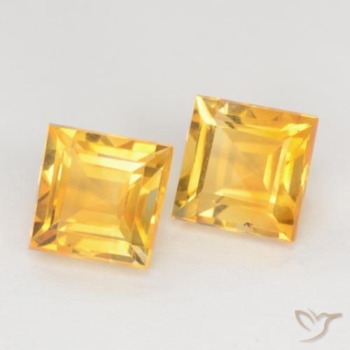 Pedras preciosas de Citrino Dourado médio natural de 2.39 ct, Quadrado, VS
