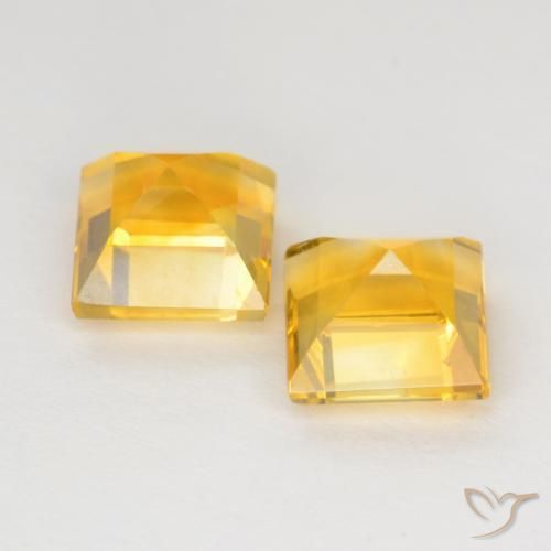 Pedras preciosas de Citrino Dourado médio natural de 2.39 ct, Quadrado, VS