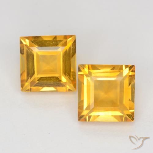 2.14ctw Natural Laranja-dourado médio-claro Citrino, Quadrado, VS