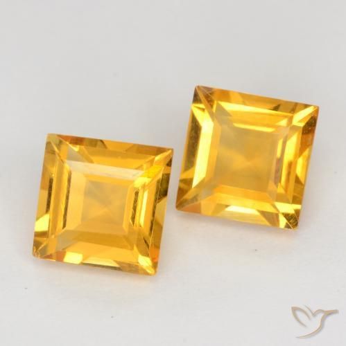 Pedras preciosas de Citrino Laranja-dourado médio-claro natural de 2.14 ct, Quadrado, VS