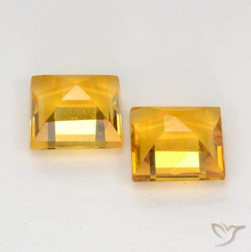 Pedras preciosas de Citrino Laranja-dourado médio-claro natural de 2.14 ct, Quadrado, VS