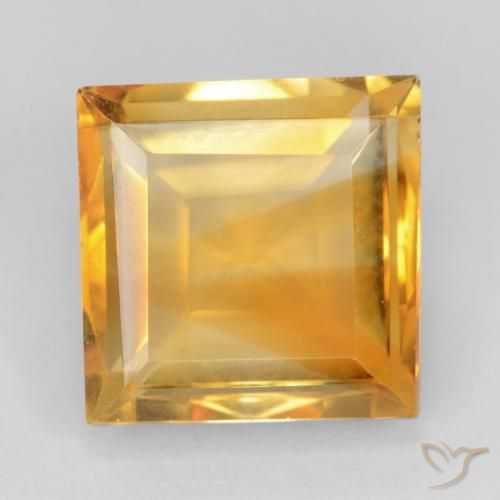3.02ct Natural Laranja-Ouro Citrino, Quadrado, VVS-VS