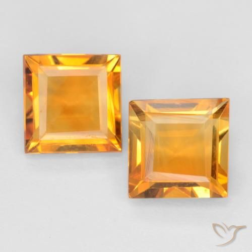 1.62ctw Natural Laranja Médio Citrino, Quadrado, VS