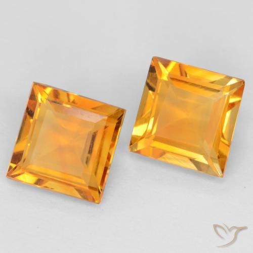 Pedras preciosas de Citrino Laranja Médio natural de 1.62 ct, Quadrado, VS