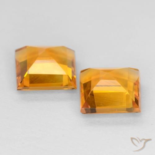 Pedras preciosas de Citrino Laranja Médio natural de 1.62 ct, Quadrado, VS