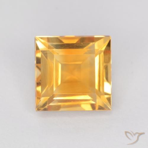1.05ct Natural Laranja-dourado médio-claro Citrino, Quadrado, VS
