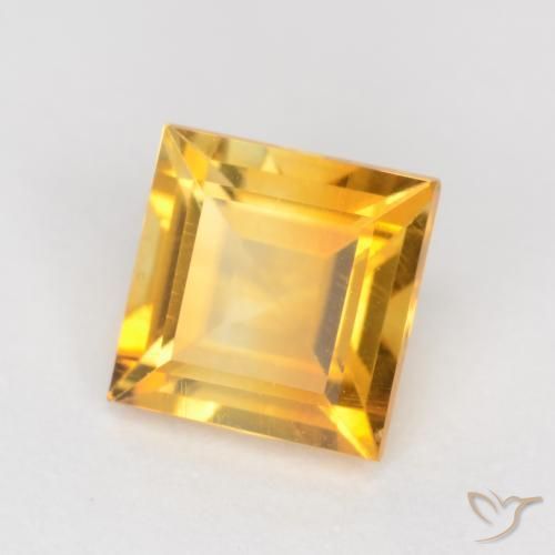 Citrino Laranja Dourado Profundo Natural 0.95ct, Quadrado, VS
