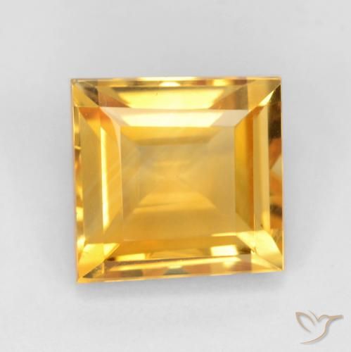 3.31ct Natural Laranja Dourada Citrino, Quadrado, VS