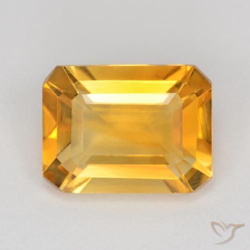 1.45ct Natural Laranja Dourado Profundo Citrino, Corte Esmeralda, VS