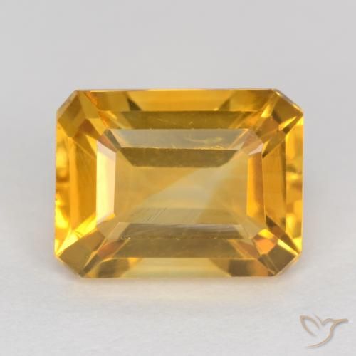 1.57ct Natural Laranja Dourado Profundo Citrino, Corte Esmeralda, VS