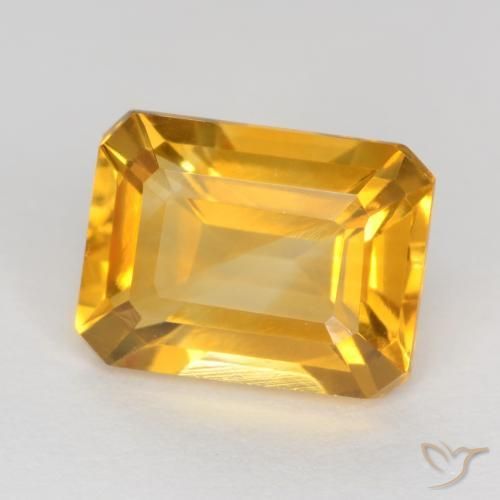 Citrino Laranja Dourado Profundo Natural 1.57ct, Corte Octógono / Esmeralda, VS
