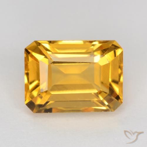 1.67ct Natural Laranja Dourado Profundo Citrino, Corte Esmeralda, VS