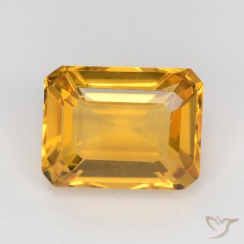 1.65ct Natural Laranja Dourado Profundo Citrino, Corte Esmeralda, VS