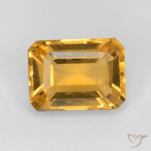 1.58ct Natural Laranja Dourado Profundo Citrino, Corte Esmeralda, VVS-VS