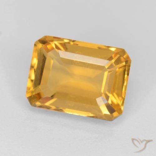 Citrino Laranja Dourado Profundo Natural 1.58ct, Corte Octógono / Esmeralda, VVS-VS