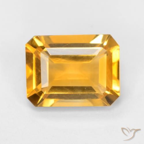 1.58ct Natural Laranja Dourado Profundo Citrino, Corte Esmeralda, VVS-VS