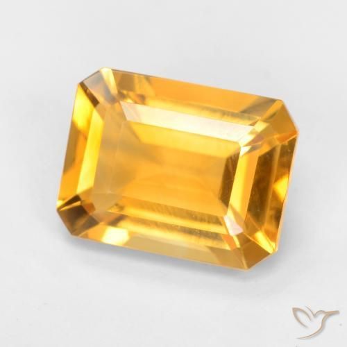 Citrino Laranja Dourado Profundo Natural 1.58ct, Corte Octógono / Esmeralda, VVS-VS