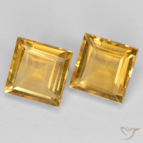 Pedras preciosas de Citrino Laranja Dourado Profundo natural de 3.21 ct, Quadrado, VS