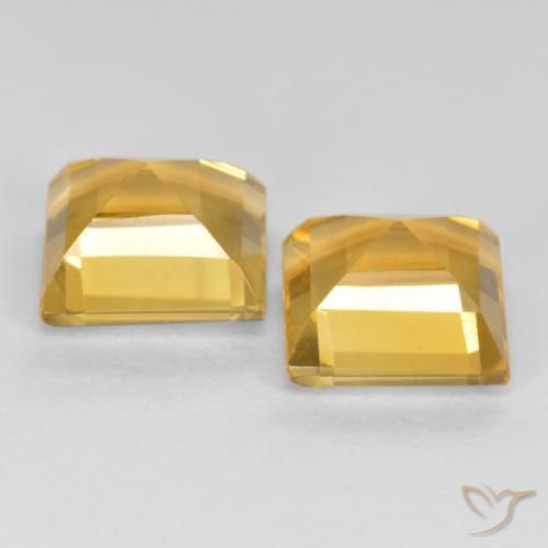 Pedras preciosas de Citrino Laranja Dourado Profundo natural de 3.21 ct, Quadrado, VS