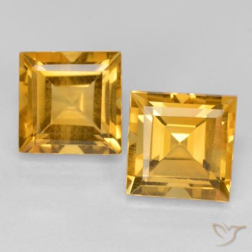 3.65ctw Natural Dourado Escuro Citrino, Quadrado, VS