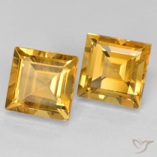 Pedras preciosas de Citrino Dourado Escuro natural de 3.65 ct, Quadrado, VS