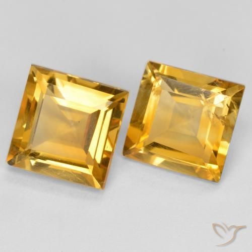 Pedras preciosas de Citrino Laranja Dourado Profundo natural de 2.85 ct, Quadrado, VS