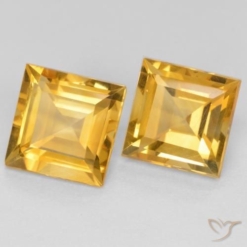 Pedras preciosas de Citrino Laranja Dourada natural de 3.28 ct, Quadrado, VS