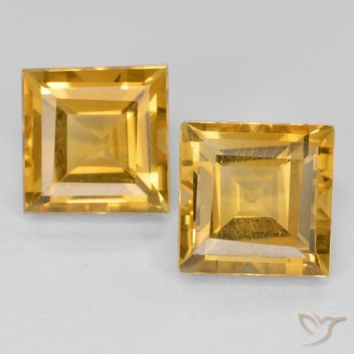 3.78ctw Natural Laranja Dourada Citrino, Quadrado, VS